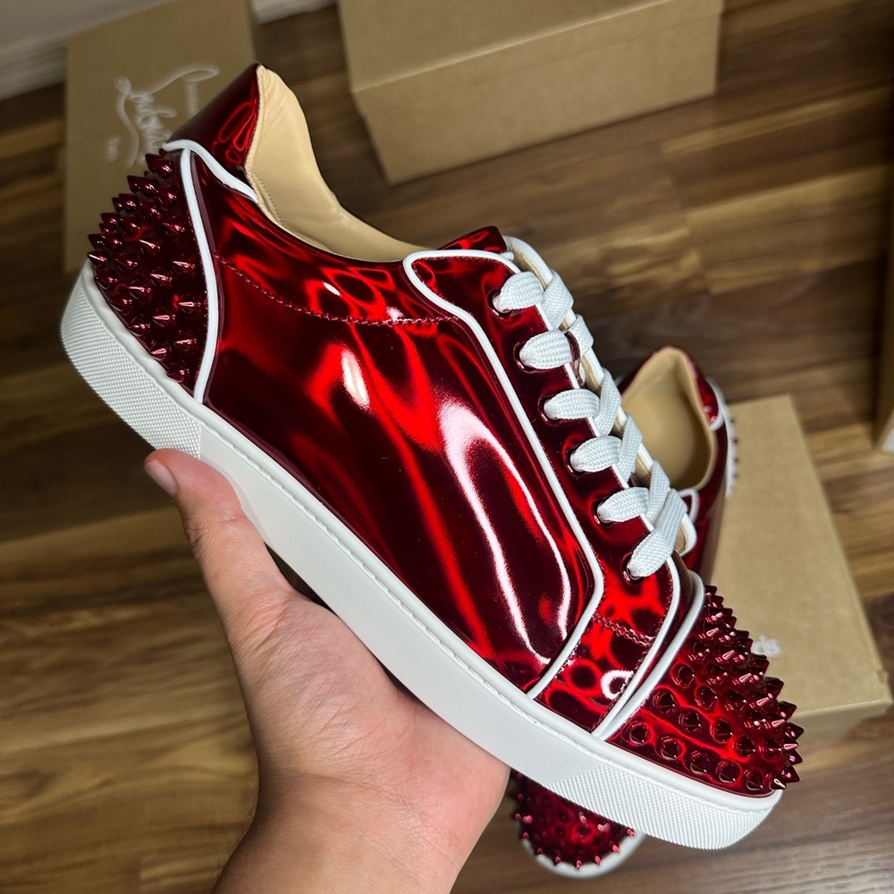 Christian louboutin junior spikes patent leather red size 44.5 EU 11 US